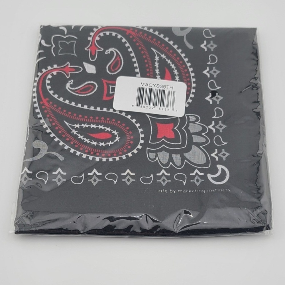 Marketing Instincts Paisley Bandana Black Red White Square Scarf MACYS35TH NEW